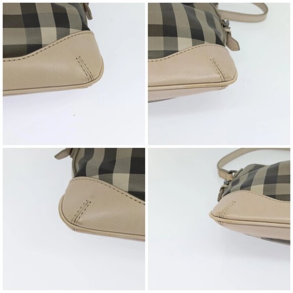 BURBERRY Nova Check Shoulder Bag PVC Khaki Auth BA711 - Picture 14 of 16